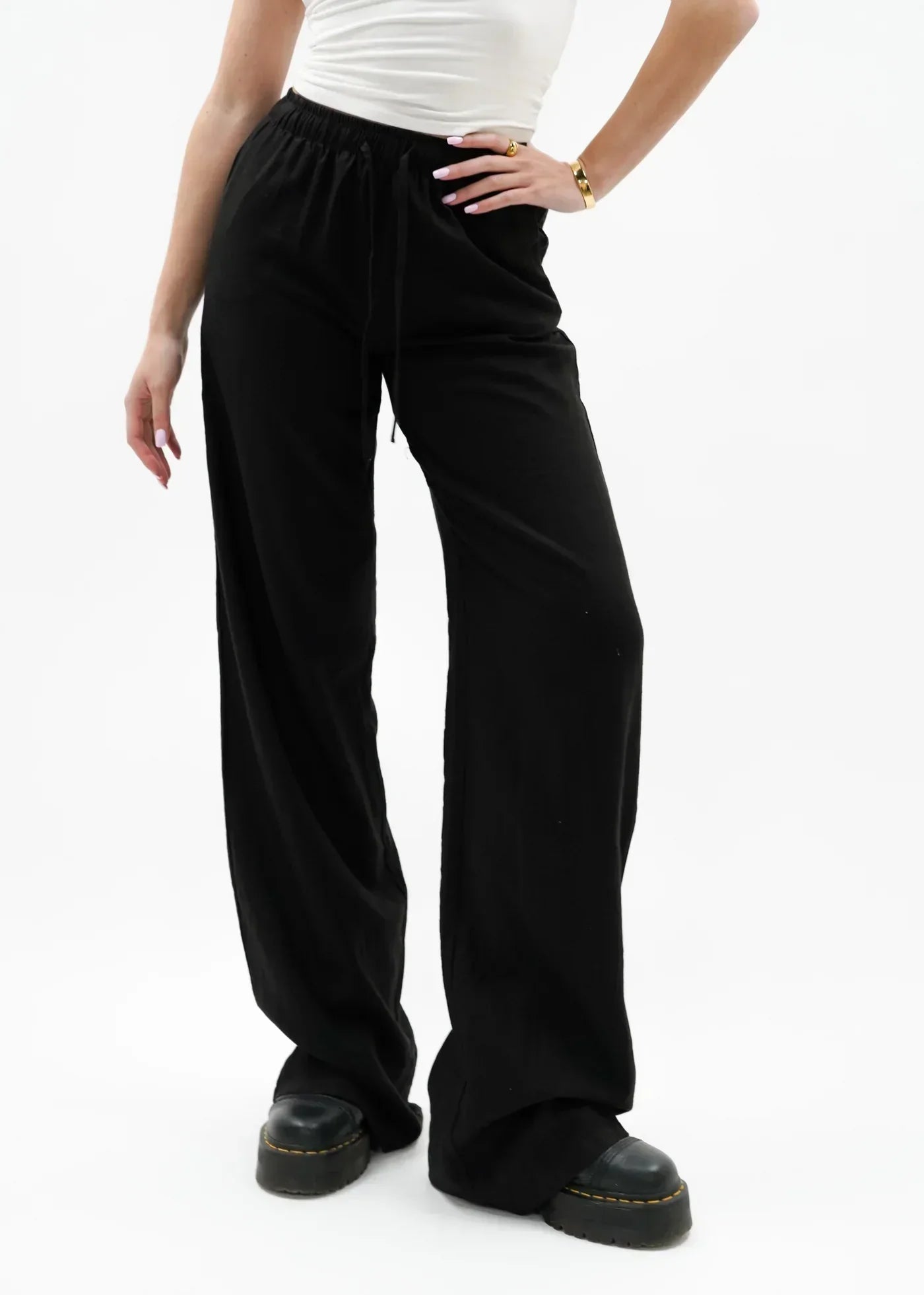 "Hannah" Leinenhose Schwarz